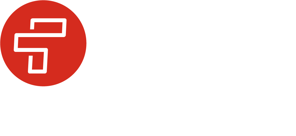 Red circle logo with a white stylized S-shaped mark inside.