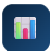 Analytics icon: a document with a bar chart and a line graph on a dark blue rounded-square background