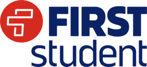 FIRST Student logo: red circle with a white stylized S, followed by bold blue 'FIRST' and 'student' text.